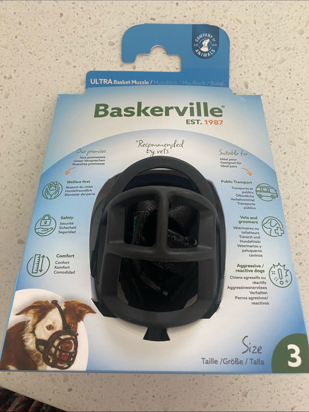 NWT NIB BASKERVILLE Ultra Dog Muzzle — Black (Size 3)